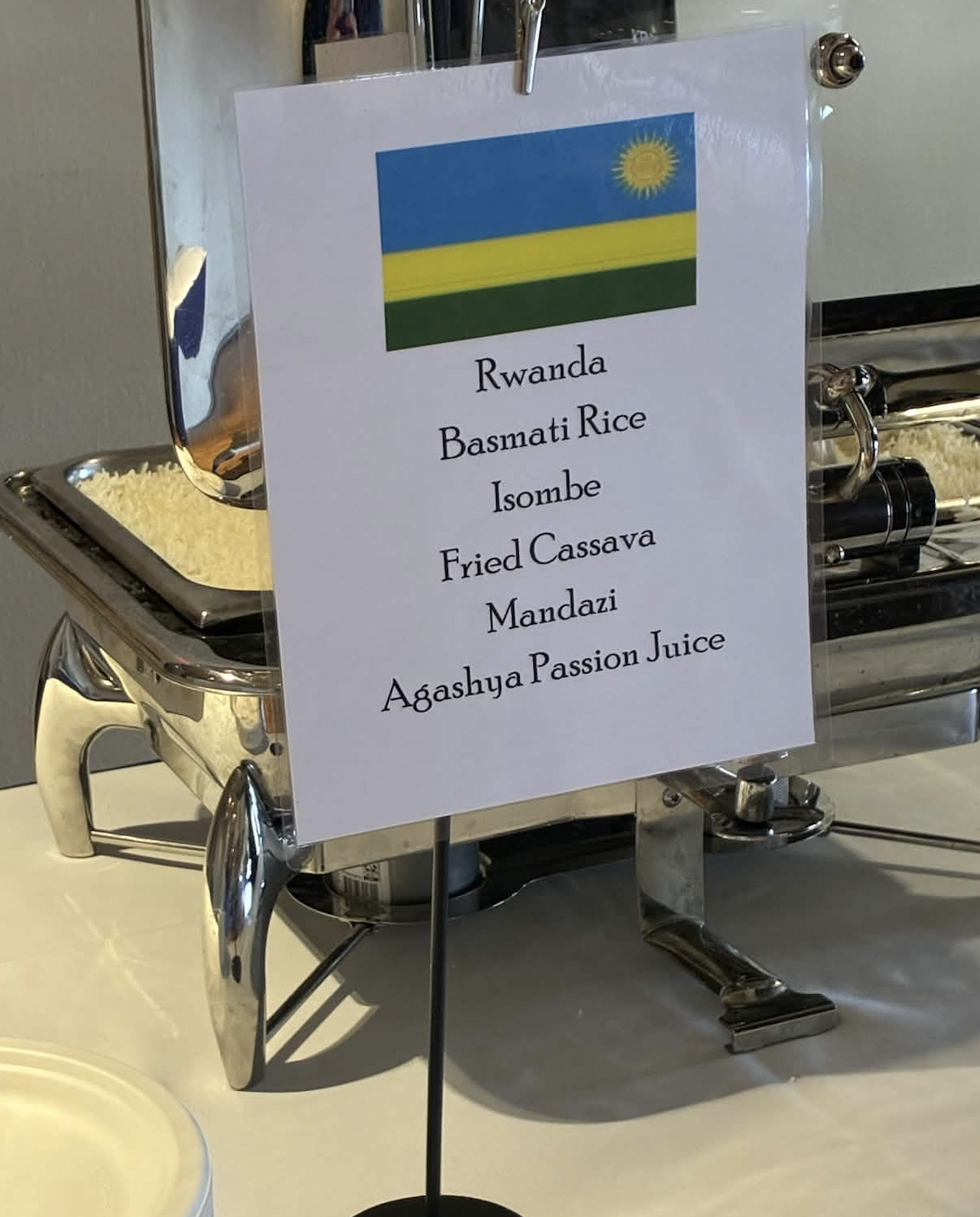 List of foods at the cultural cafe.