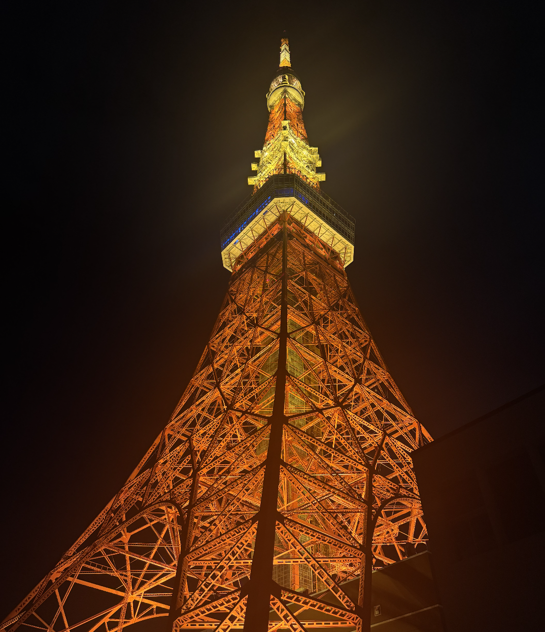 Tokyo Tower lit up at night