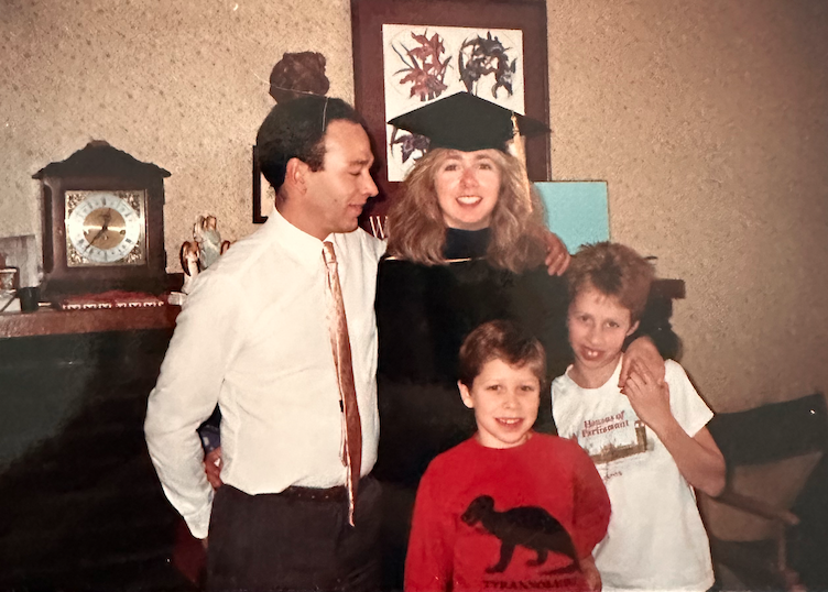 Laura Davis and her family when she earned her doctoral degree.