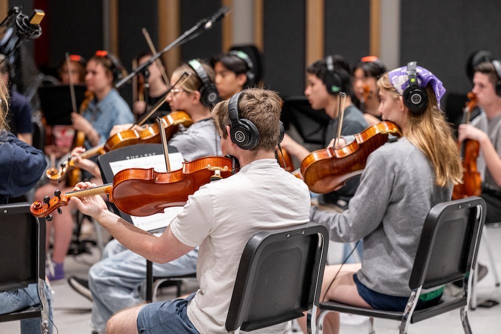 Viola players during ֱ State collaboration for film score