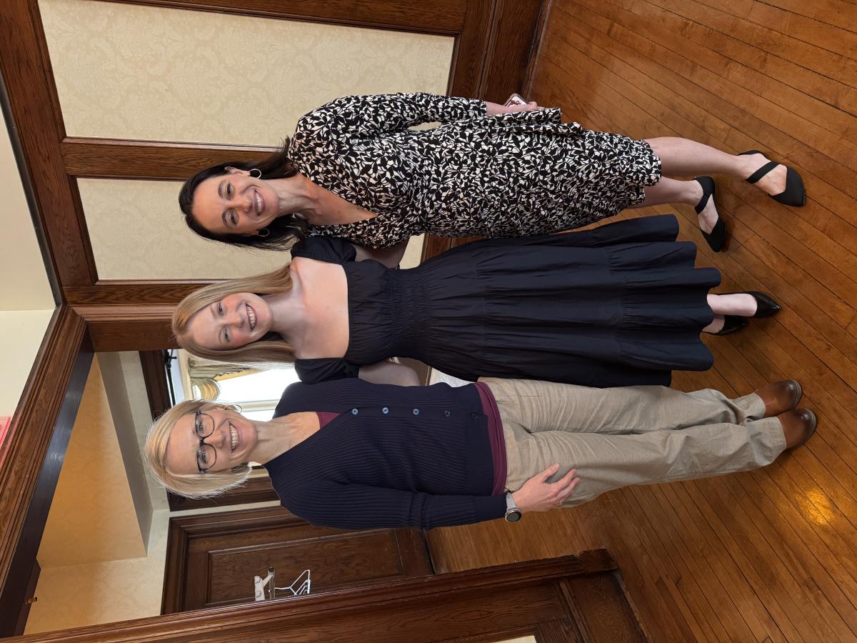 Sydney Brown (Center) credits her professors including Gretchen Hoak (left) and Jackie Marino