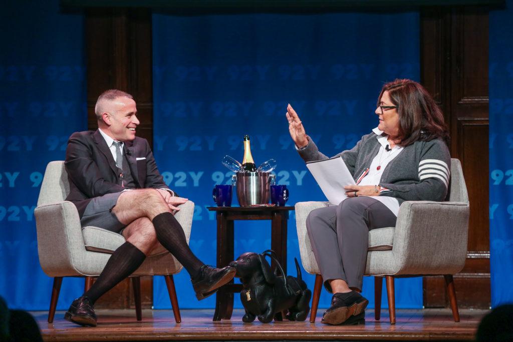Fern Mallis is the 2026 inductee into the School of Fashion Hall of Fame. She is seen here interviewing Thom Browne.