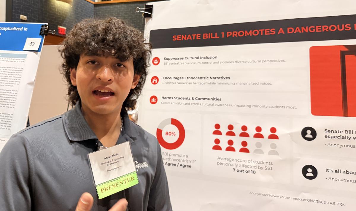 Aryan Majhi, a sophomore aerospace engineering major, participated in the Undergraduate Symposium for Research, Scholarship and Creative Endeavors