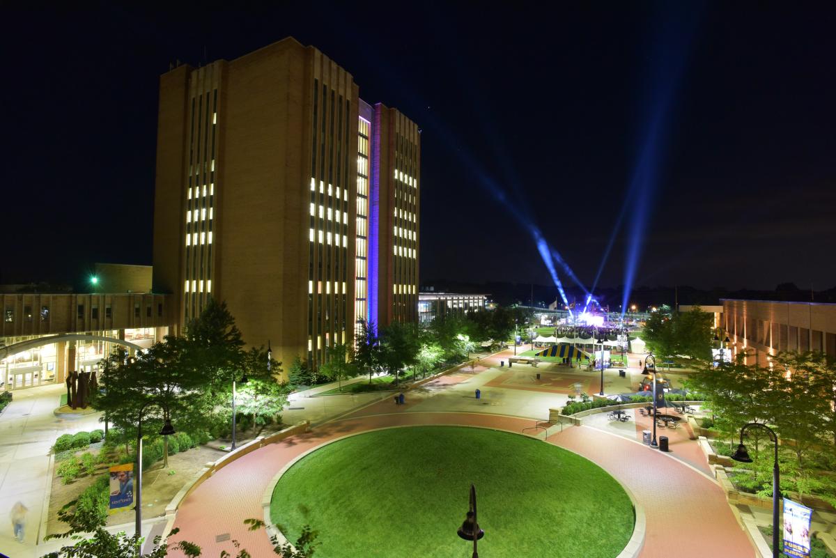 University Library by night.