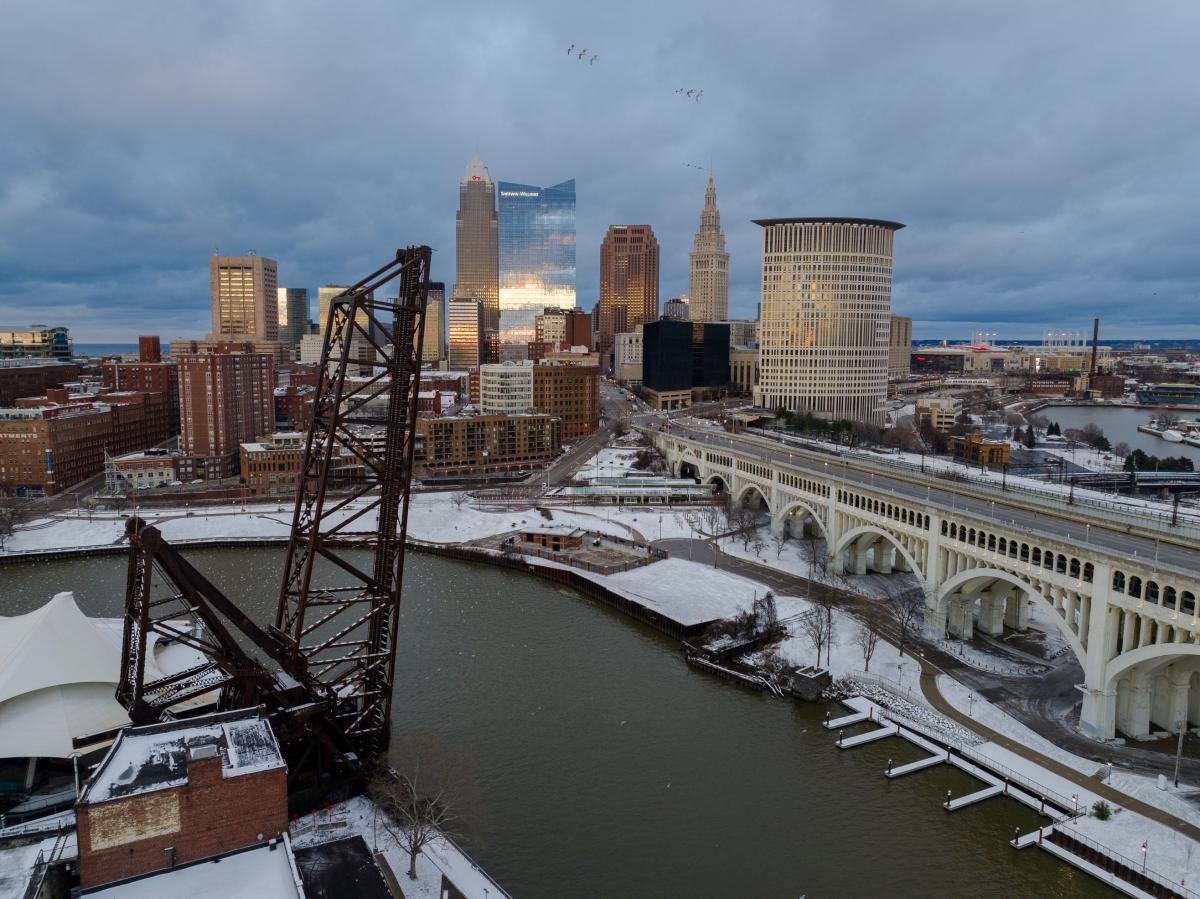 The project by Kent State University's Cleveland Urban Design Collaborative, supported by a grant from the National Endowment for the Arts, will bring activity to an underutilized historic space on the streetcar level of the Veterans Memorial Bridge in Cleveland. (Photo credit: Cuyahoga County)