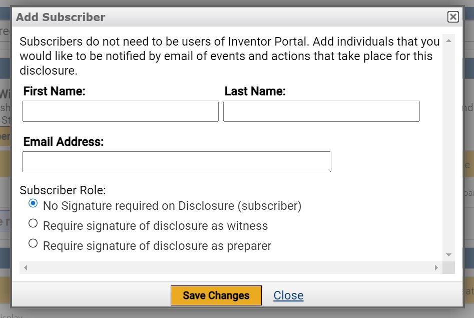 Window where you will add the information about your subscriber
