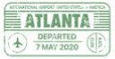 Green boarding pass graphic with "Atlanta" on the front