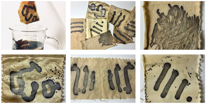 Biodesign team Bioblack image of biologically stained textile, Image copyright Bioblack