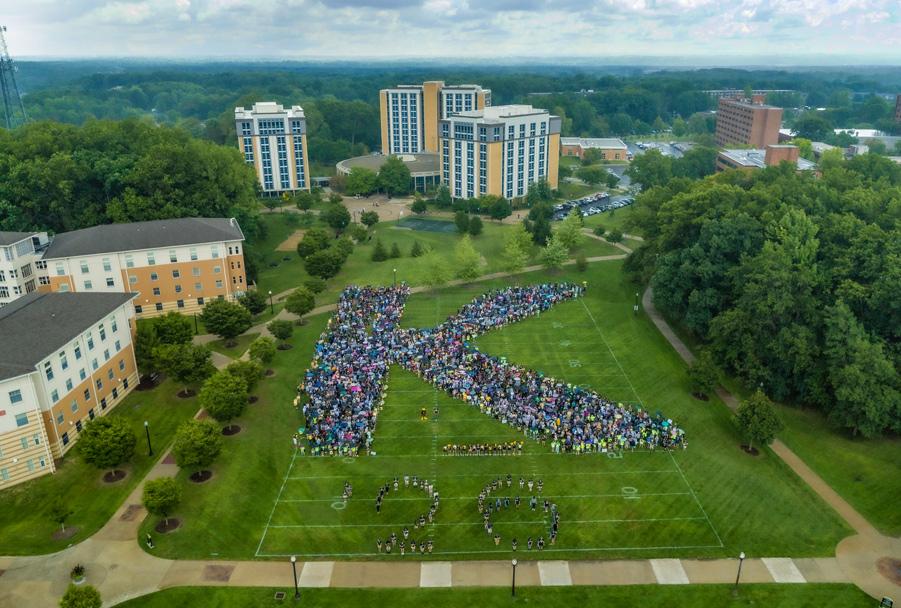 New Students Form a Block K on the Field