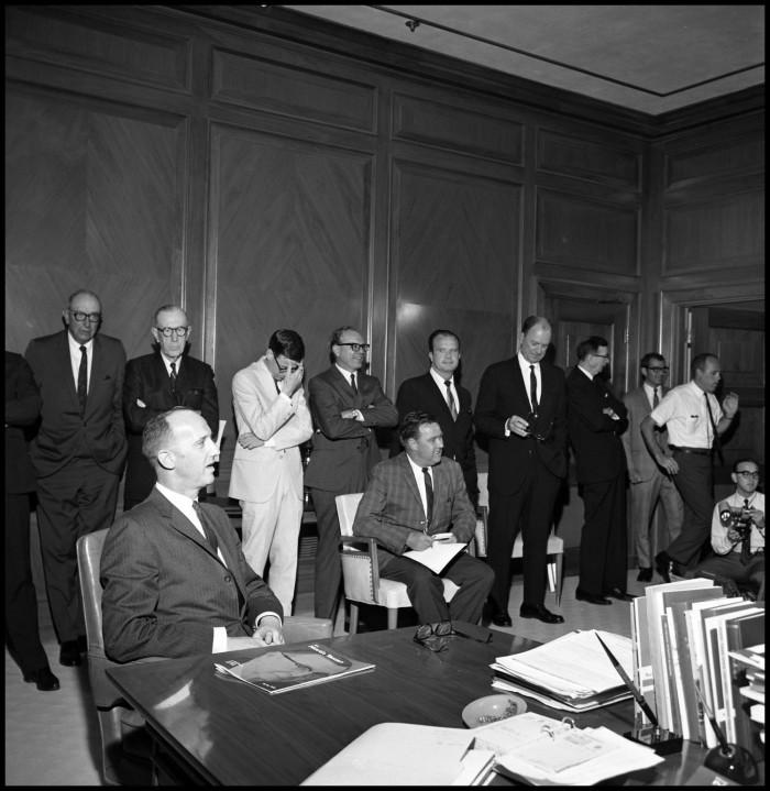 John Kamerick at his inaugural press conference at North Texas State University. 