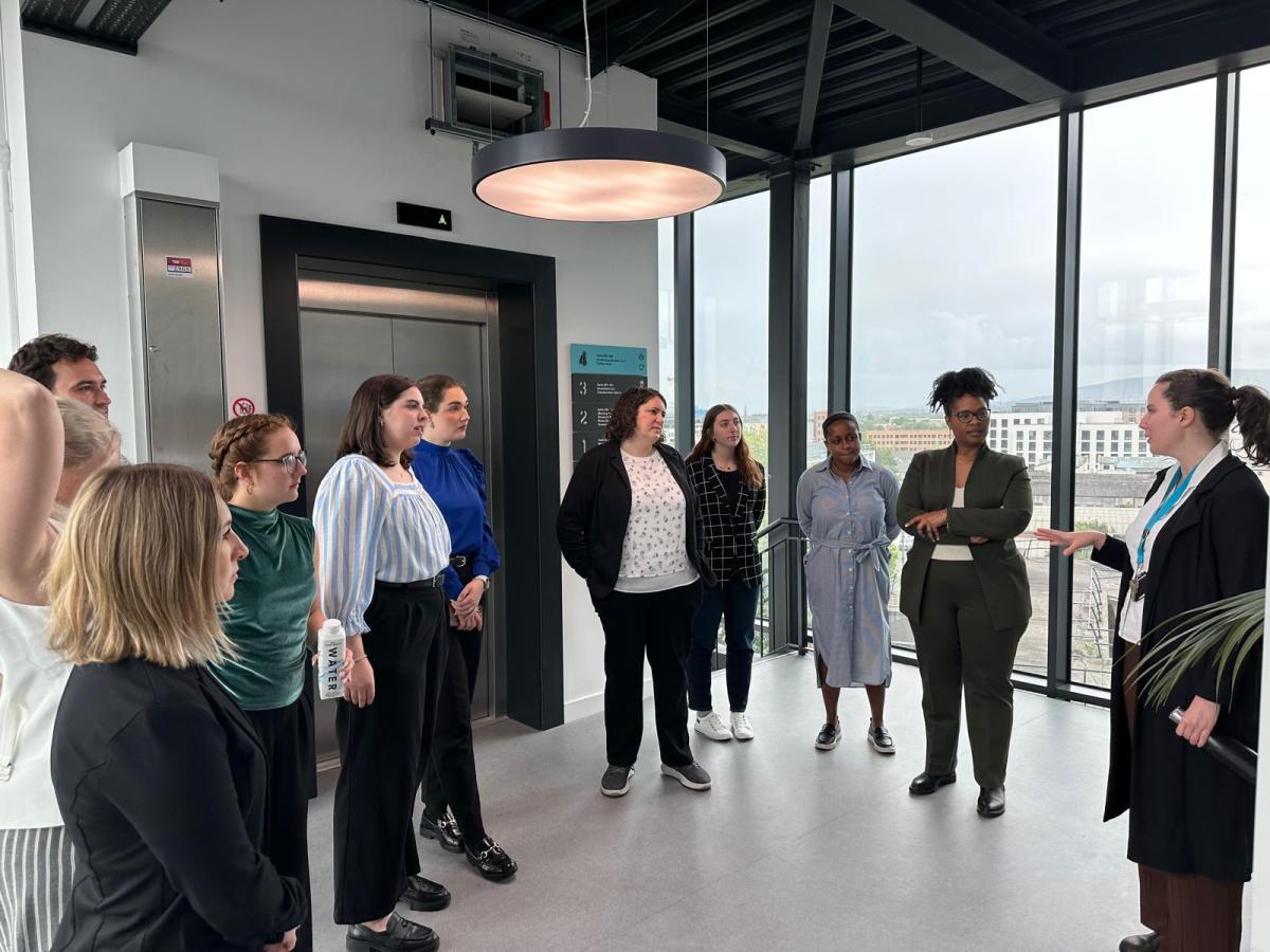Students at a business meeting in Ireland.