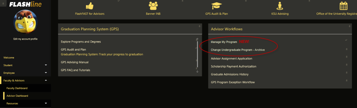Image shows the MMP link location for advisors within FlashLine.
