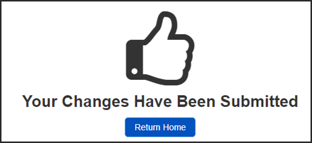 Image shows message received after the successful submission of a MMP request.