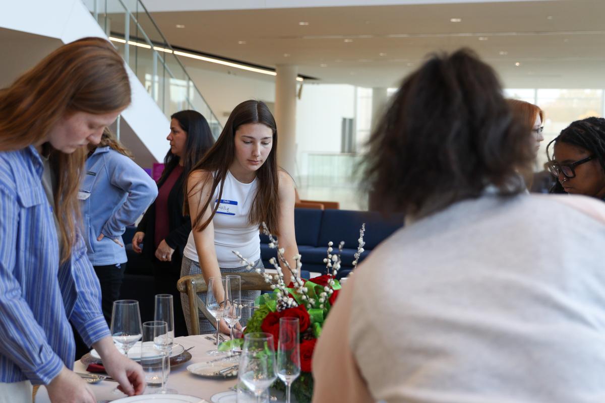 Students working on their tablescape - HEM Design Challenge 2025