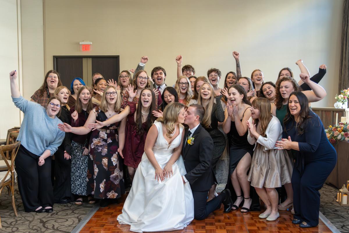 The bride, the groom and everyone who helped make the mock wedding a success. 