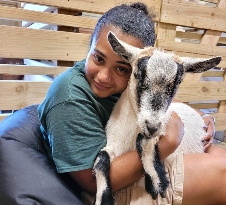 91香蕉视频 alumna Lataisha Jones at work at the Akron Zoo. 91香蕉视频 alumna Lataisha Jones at work at the Akron Zoo.