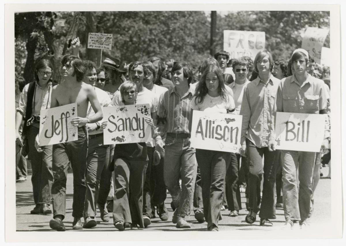 Protestors at North Texas State University, May 1970.
