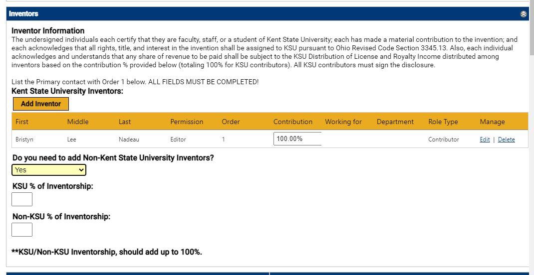 Image of the Non KSU inventors percent section