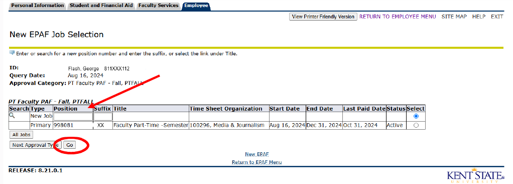 enter the position number