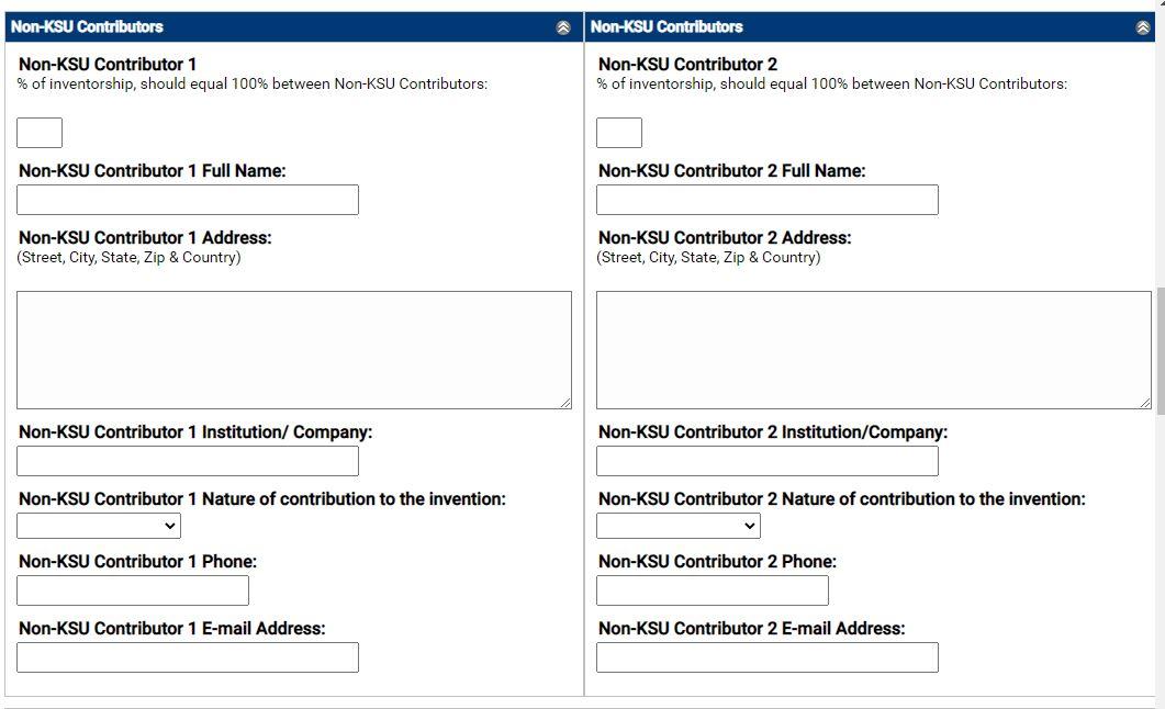 Non KSU Inventors Details section