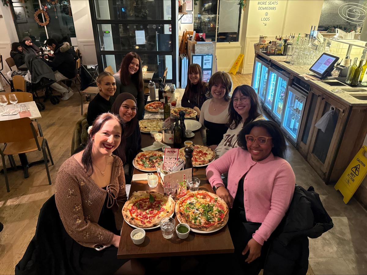 Jenna at a cafe with friends