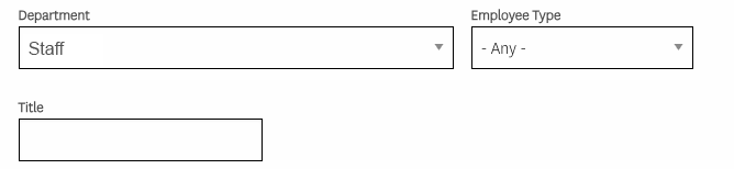 Screenshot of a department filter with "Staff" selected