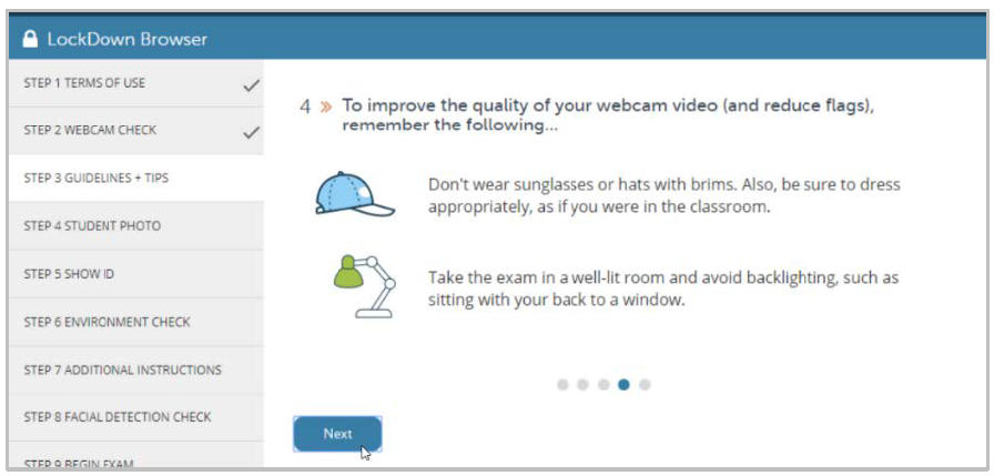 Screenshot of guidelines and tips