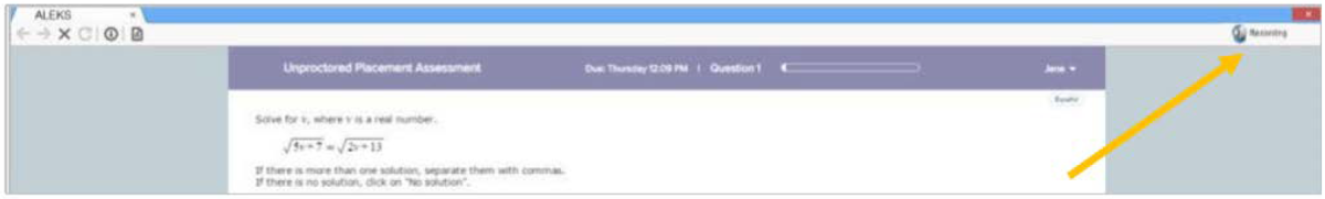 Screenshot of a properly functioning webcam indicator