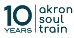 Logo; "10 years | akron soul train"