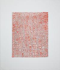 Red and white lithograph pattern