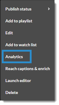 Kaltura Video menu: Analytics