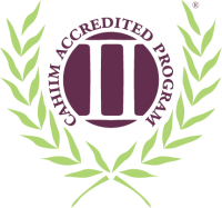 Logo with laurel leaves saying CAHIM Accredited Program