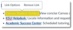 Canvas Page: Updated link with yellow highlight