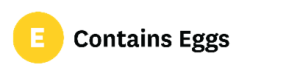 Contains Eggs Symbol (yellow circle with "E")