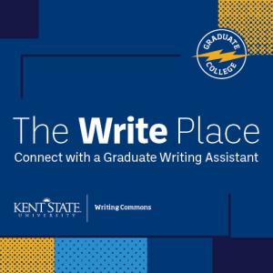 An image that says "The Write Place" in large text with smaller text below that reads "Connect with a Graduate Writing Assistant."