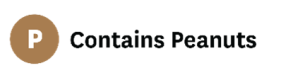 Contains Peanuts Symbol (light brown circle with "P")