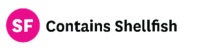 Contains Shellfish Symbol (Pink circle with "SF")