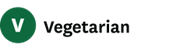 "Vegetarian" Symbol - Dark green circle with "V" in white text