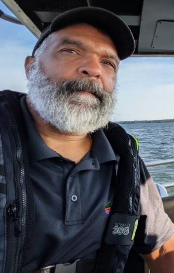 D. Mark Jones on the Ohio Geological Survey’s research vessel