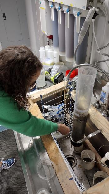Allyson Tessin studying cores 