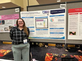 BSN student Shawna Cripple stands in front of her poster at the MNRS Conference