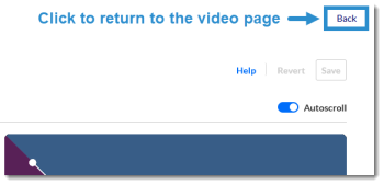 Kaltura Reach Caption Editor: Back button