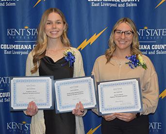 PTA students honored included (from left) Caitlyn Hager and Allison Pethtel.
