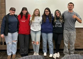 The first-place team from the quiz bowl competition included (from left) Miranda Ruegg, Hope Carico, Liz Dolly, Elissa Rogers, Logan Kopp and Michael Moyer who are doing clinicals at Summa Barberton Hospital and Aultman Alliance Community Hospital.