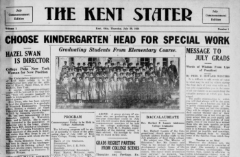 A black and white picture of the first volume of the Kent Stater