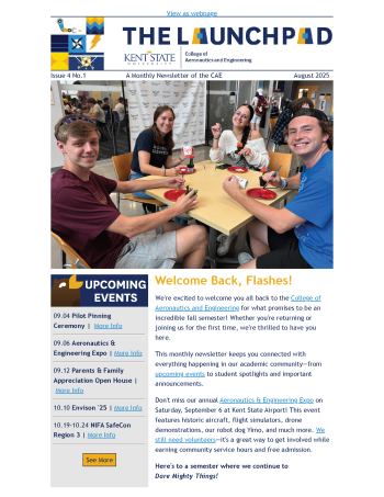 Cover of the first page of the Launchpad newsletter
