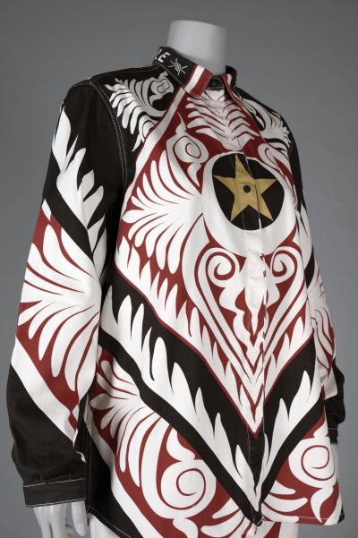 Black, red and white garment for KSU Museum North Africa exhibit. 