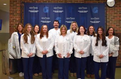 Kent State Geauga BSN White Coat Ceremony students smiling at the camera