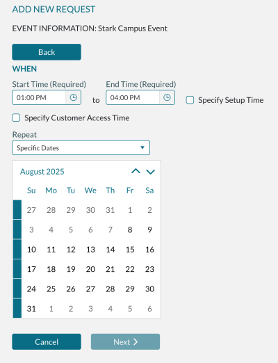 Add date and time in Mazevo