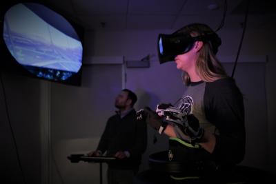 ENLoK Lab participant with VR glasses 